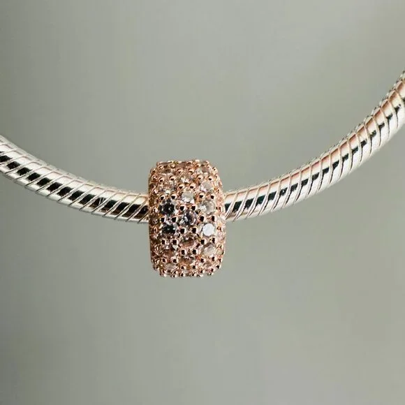 NEW Authentic Pandora Rose Charm Sparkling Pave Triple-ROW 782820C01 - Picture 7 of 10